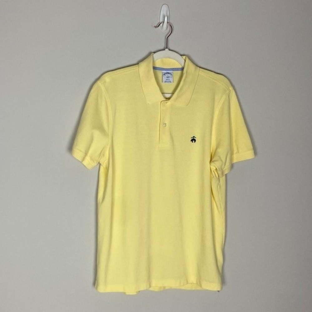 Brooks Brothers Slim Fit Polo Shirt 1818 Mens Large Butter Yellow Pique Cotton